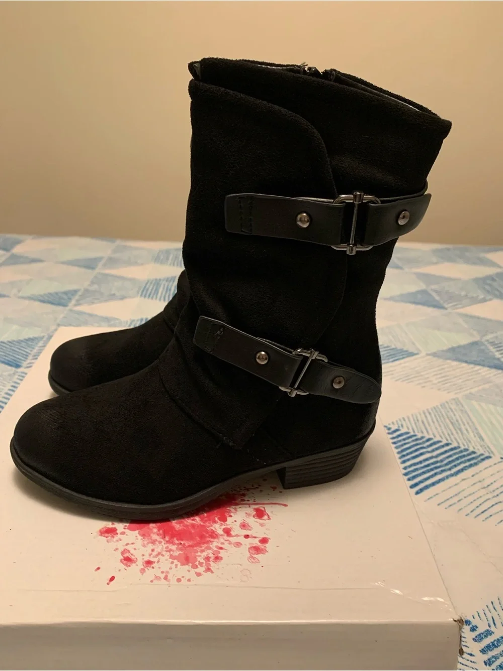 Pierre Dumas Kids Black Mid-Calf Buckle Boots